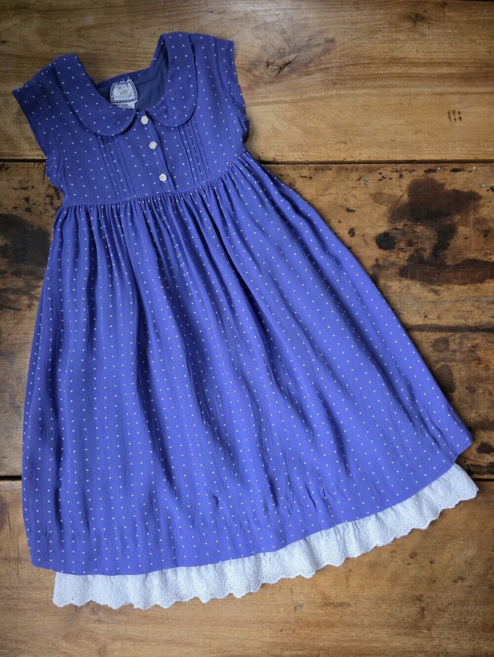 Vintage Cornelloki Dress by April Cornell – Girls Size 5/6 – Violet Blue